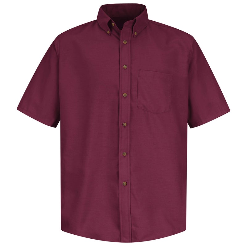 Red Kap Men's Size Poplin Dress Shirt, Stain and Wrinkle Resistant, Short Sleeve, Burgundy, 2X-Large/Tall - Image 1